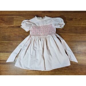 Vintage Princess Anne Pink Dress Hand Smocked Short Sleeve 6